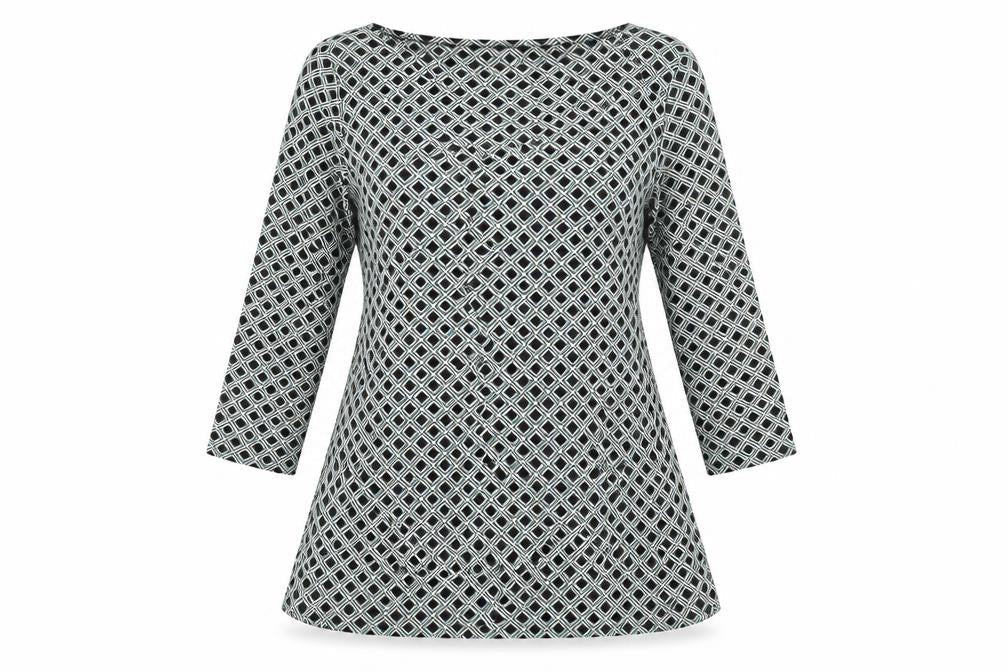 Marks and Spencer Womens Multicoloured Geometric Viscose A-Line Size 8 Round Neck Pullover