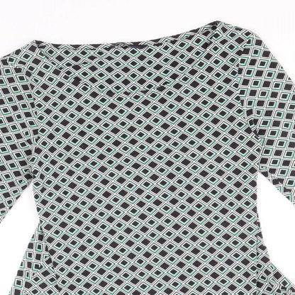 Marks and Spencer Womens Multicoloured Geometric Viscose A-Line Size 8 Round Neck Pullover
