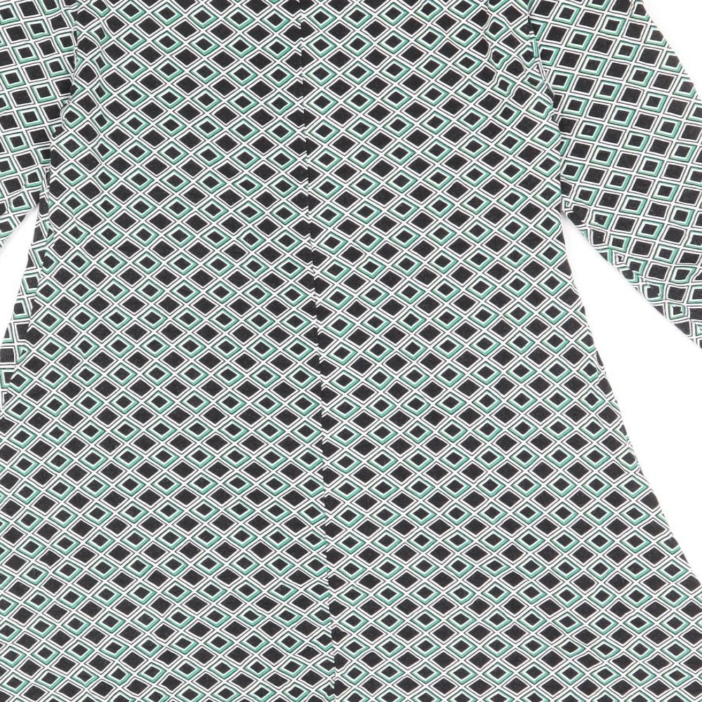 Marks and Spencer Womens Multicoloured Geometric Viscose A-Line Size 8 Round Neck Pullover