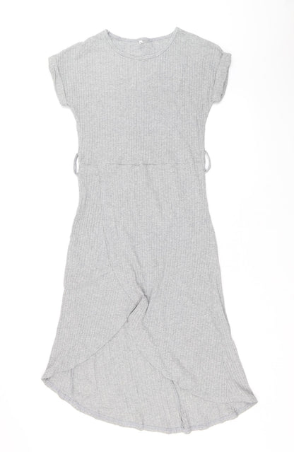 Preworn Womens Grey Polyester A-Line Size M Scoop Neck Pullover - Ribbed