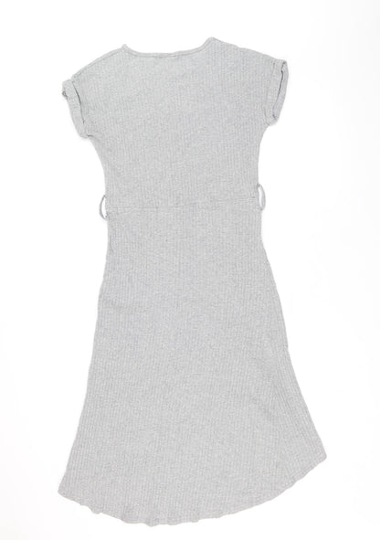 Preworn Womens Grey Polyester A-Line Size M Scoop Neck Pullover - Ribbed