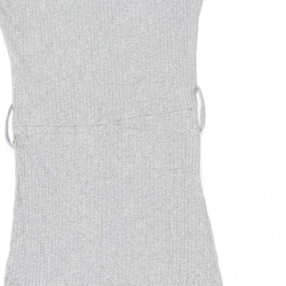 Preworn Womens Grey Polyester A-Line Size M Scoop Neck Pullover - Ribbed