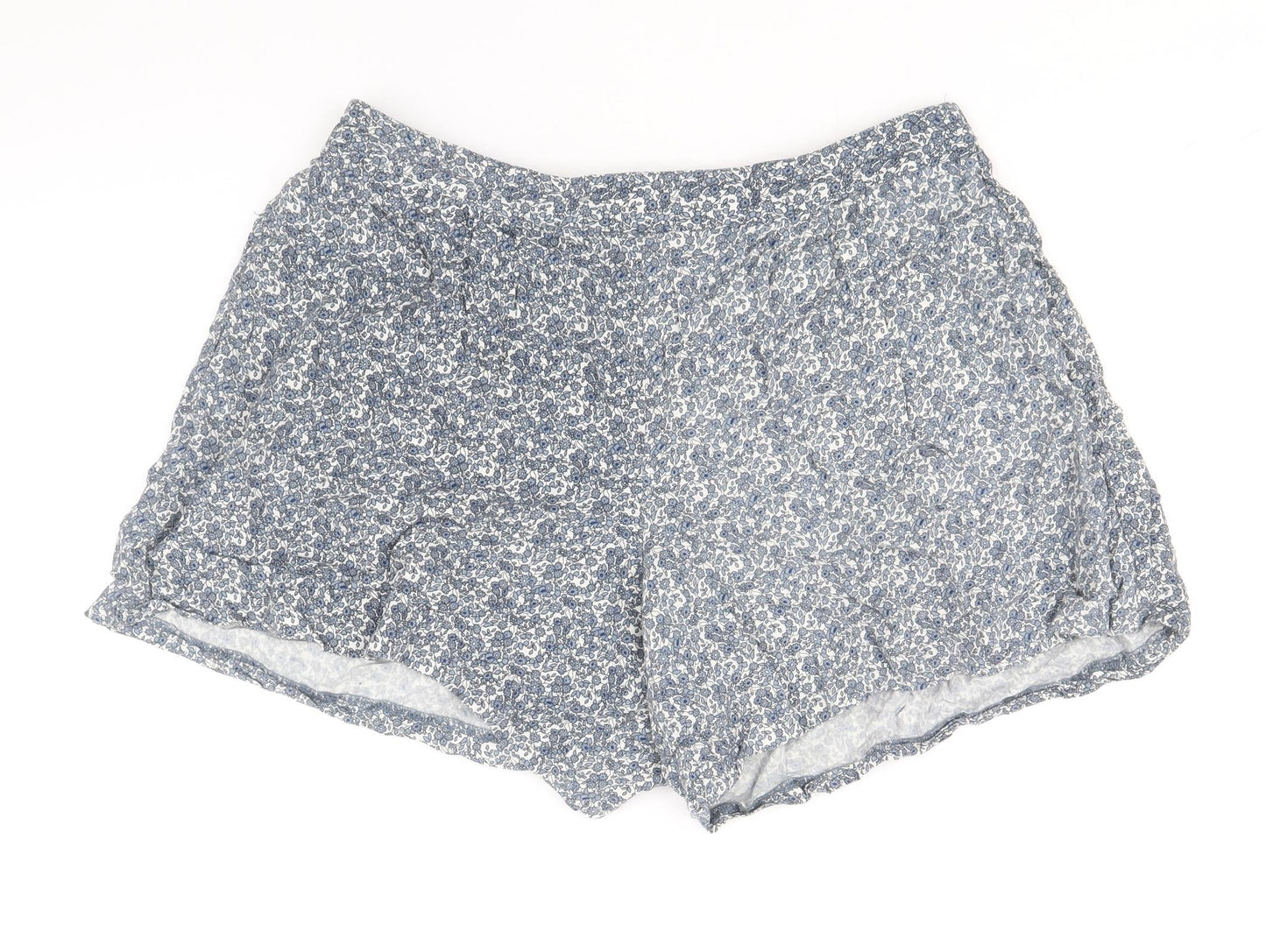 Papaya Womens Blue Floral Viscose Bermuda Shorts Size 12 Regular Pull On