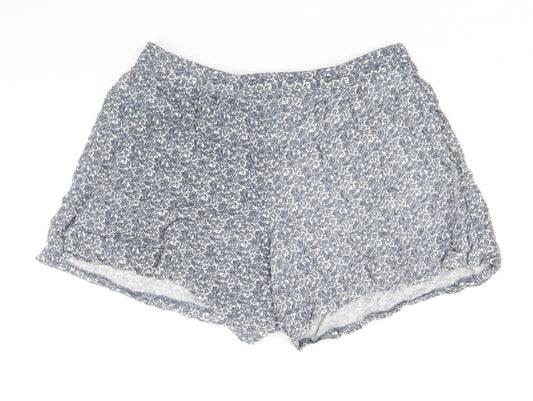 Papaya Womens Blue Floral Viscose Bermuda Shorts Size 12 Regular Pull On