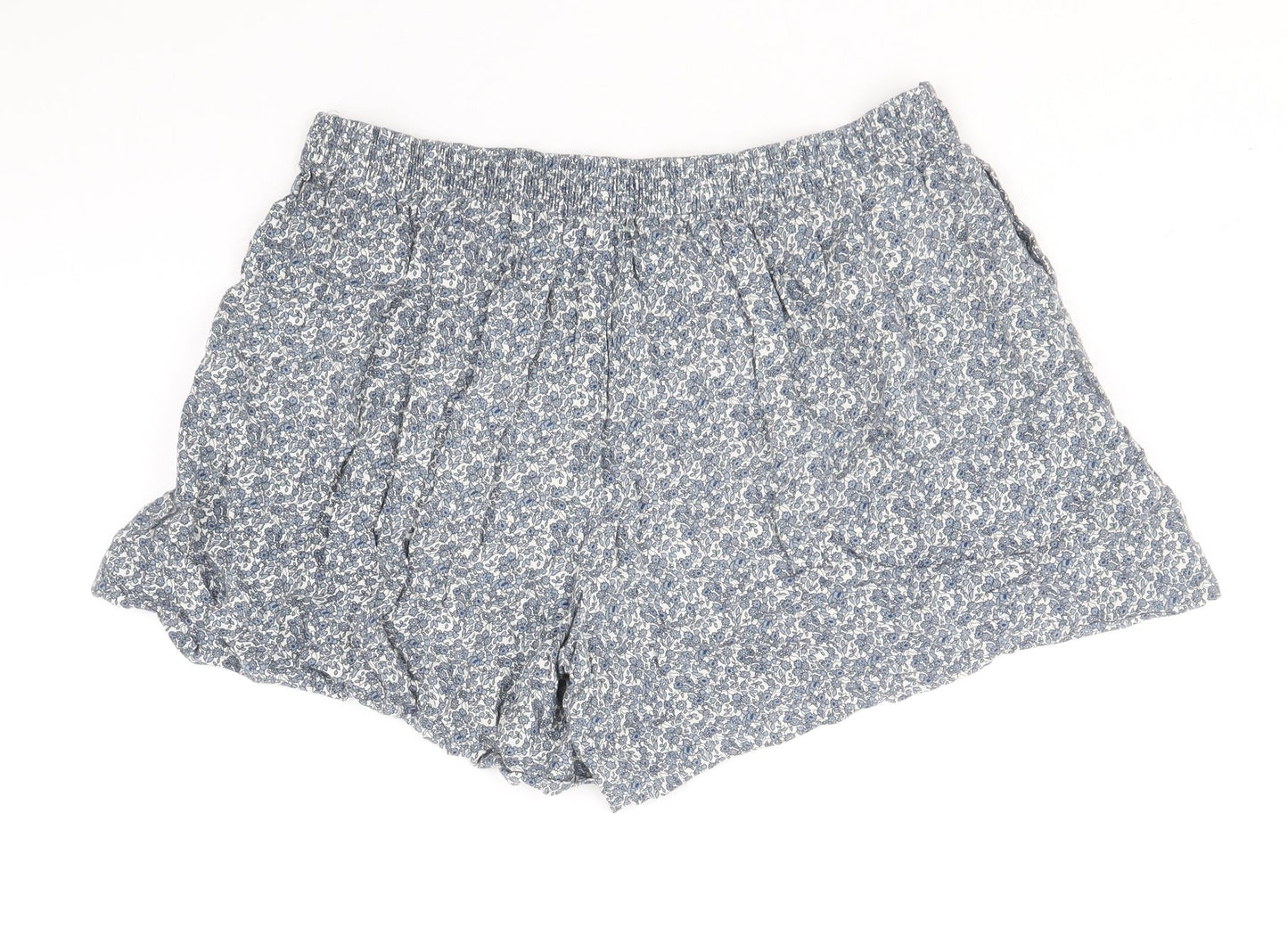 Papaya Womens Blue Floral Viscose Bermuda Shorts Size 12 Regular Pull On