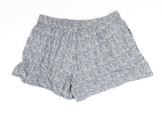 Papaya Womens Blue Floral Viscose Bermuda Shorts Size 12 Regular Pull On