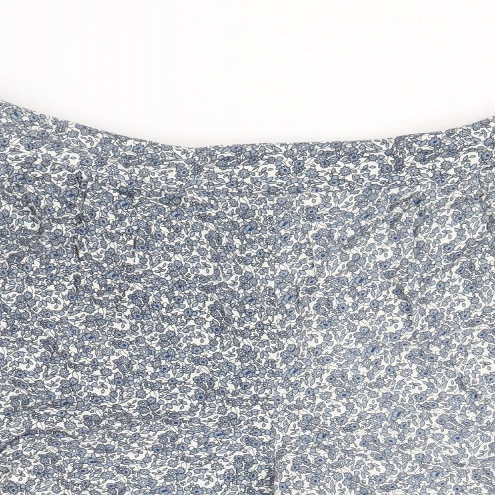 Papaya Womens Blue Floral Viscose Bermuda Shorts Size 12 Regular Pull On