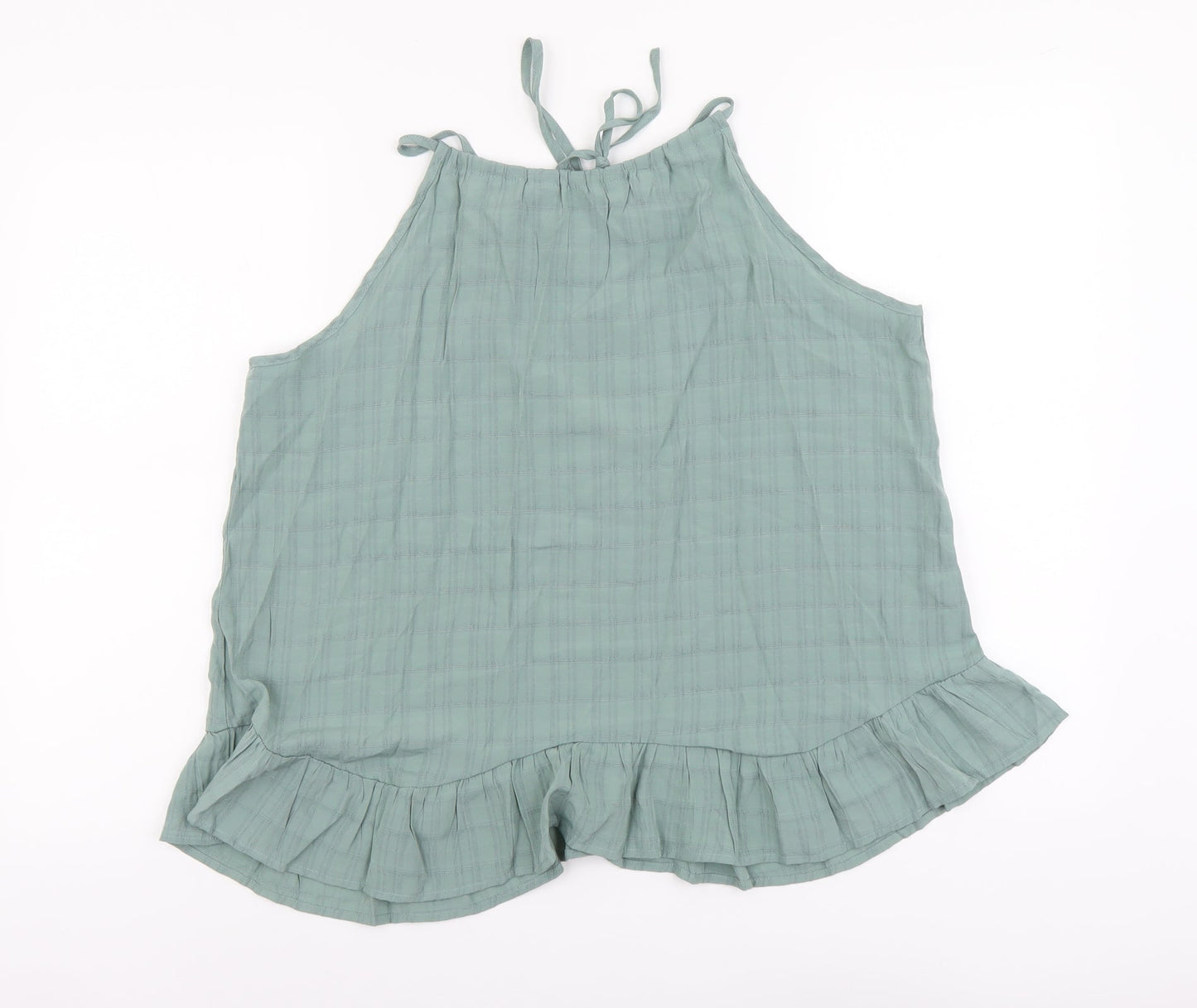 SheIn Womens Green Polyester Basic Tank Size L Boat Neck