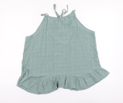 SheIn Womens Green Polyester Basic Tank Size L Boat Neck