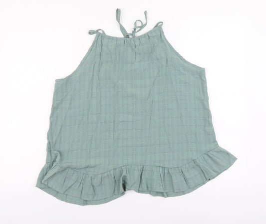 SheIn Womens Green Polyester Basic Tank Size L Boat Neck