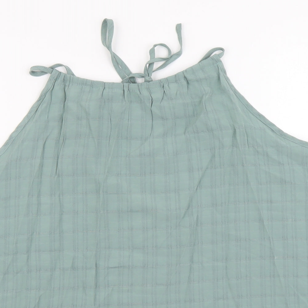 SheIn Womens Green Polyester Basic Tank Size L Boat Neck