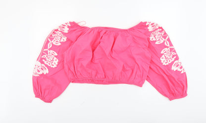 Womens UK Size 18 Marks and Spencer Pink Cropped Blouse