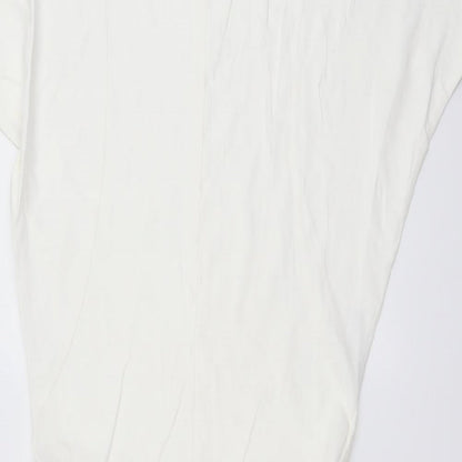Zara Womens Ivory Polyester Pencil Dress Size S Round Neck Zip