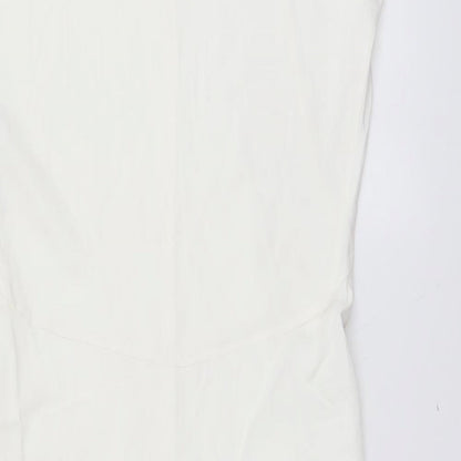 Zara Womens Ivory Polyester Pencil Dress Size S Round Neck Zip