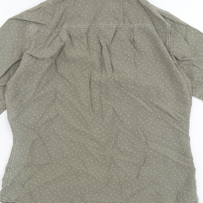 Marks and Spencer Womens Grey Geometric Lyocell Basic Button-Up Size 10 Collared