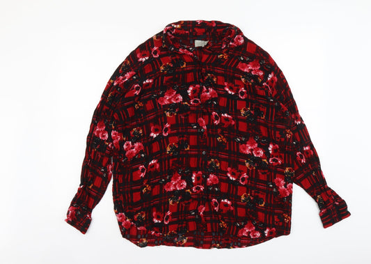 Womens UK Size 8 ASOS Red Basic Button-Up