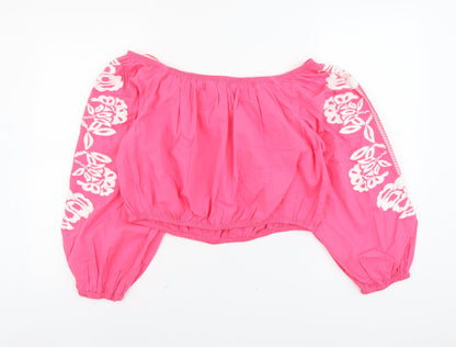 Womens UK Size 18 Marks and Spencer Pink Cropped Blouse