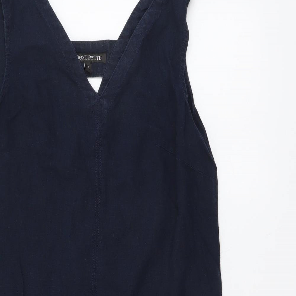 NEXT Womens Blue Linen A-Line Size 6 V-Neck Pullover