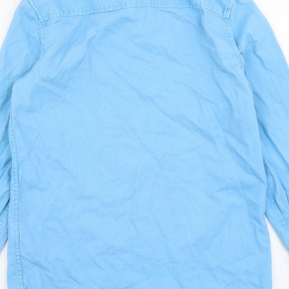 Topman Mens Blue Cotton Button-Up Size S Collared Button