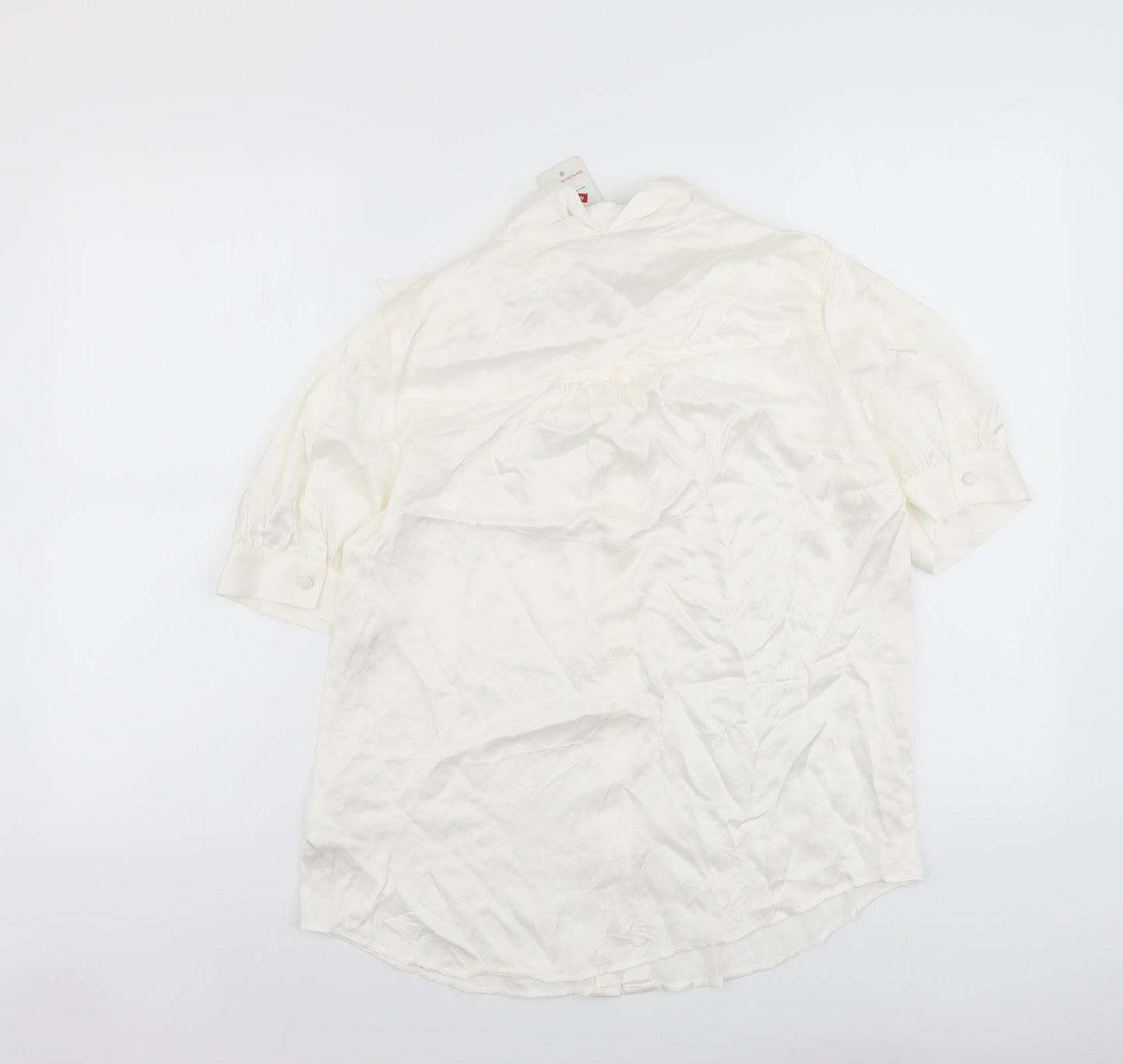 F&F Womens Ivory Viscose Basic Button-Up Size 10 V-Neck