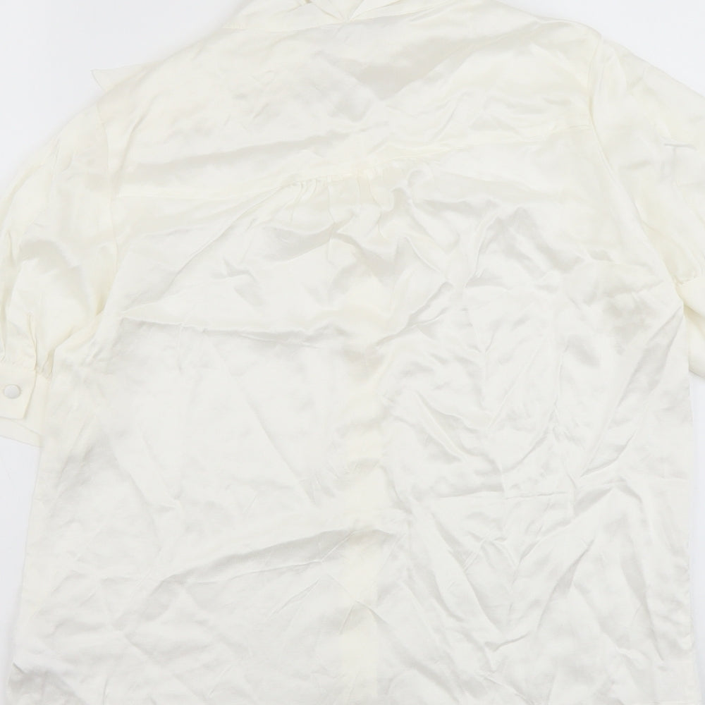 F&F Womens Ivory Viscose Basic Button-Up Size 10 V-Neck