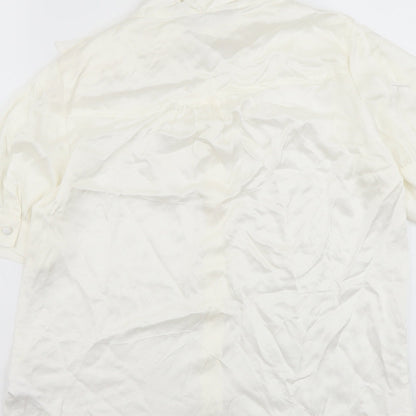 F&F Womens Ivory Viscose Basic Button-Up Size 10 V-Neck