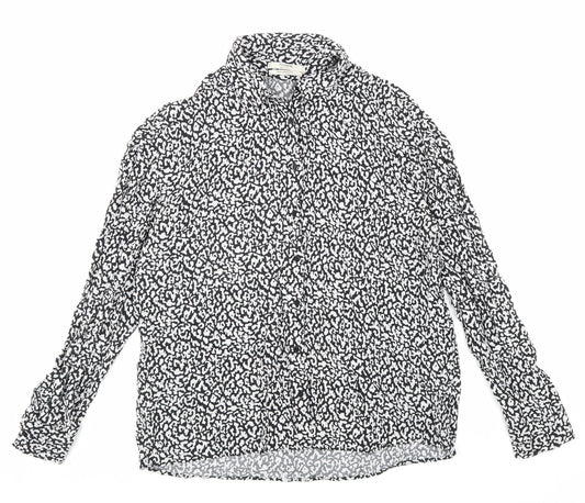 Womens UK Size M Pull&Bear Black Basic Button-Up