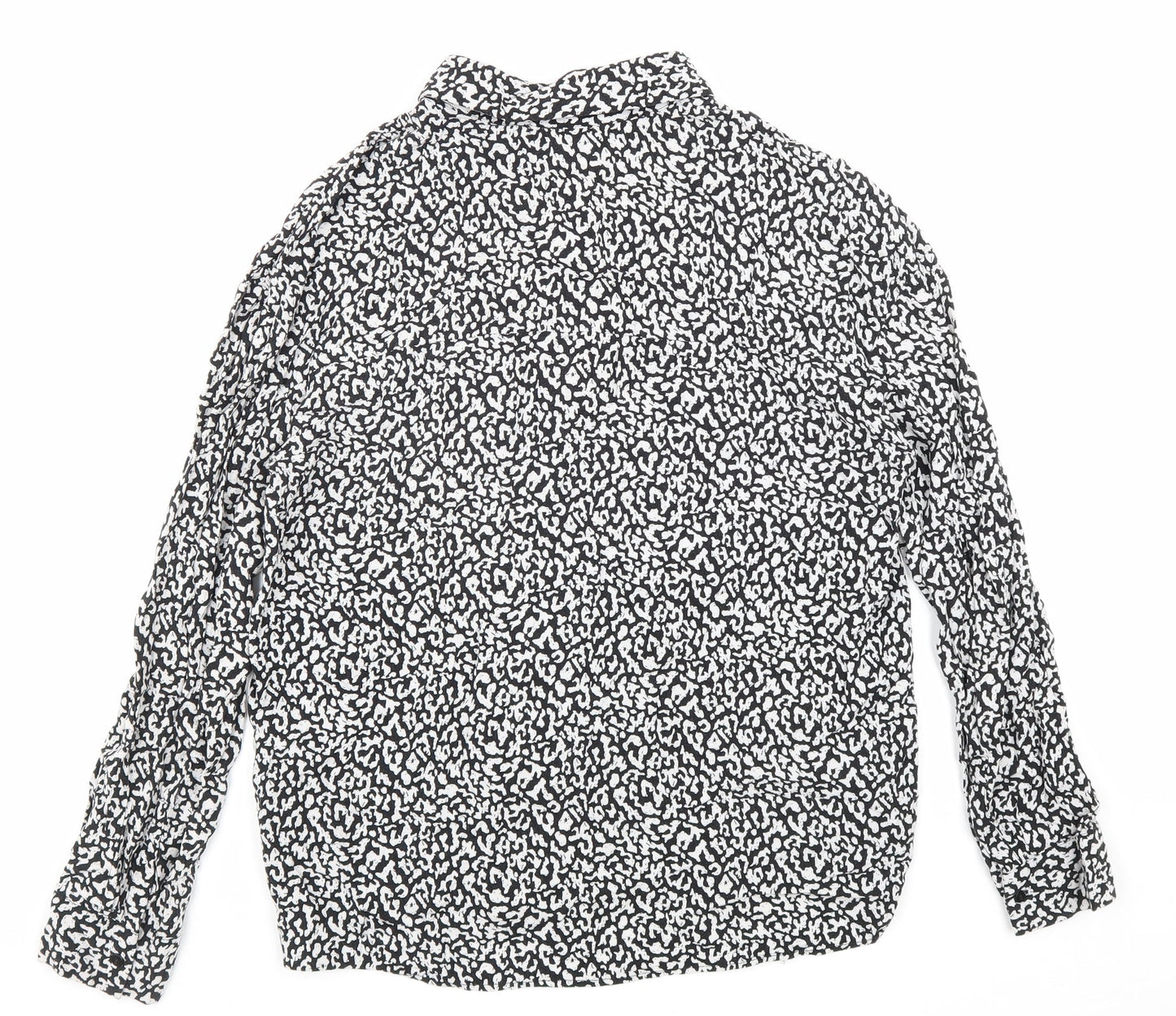 Womens UK Size M Pull&Bear Black Basic Button-Up