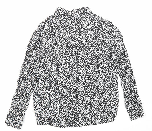 Womens UK Size M Pull&Bear Black Basic Button-Up
