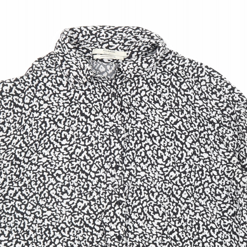 Womens UK Size M Pull&Bear Black Basic Button-Up