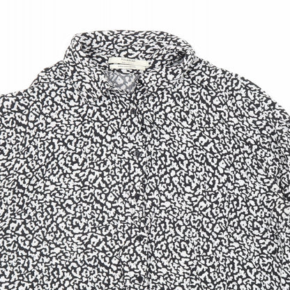 Womens UK Size M Pull&Bear Black Basic Button-Up