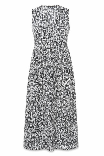 Atmosphere Womens Black Geometric Polyester Maxi Size S V-Neck Pullover