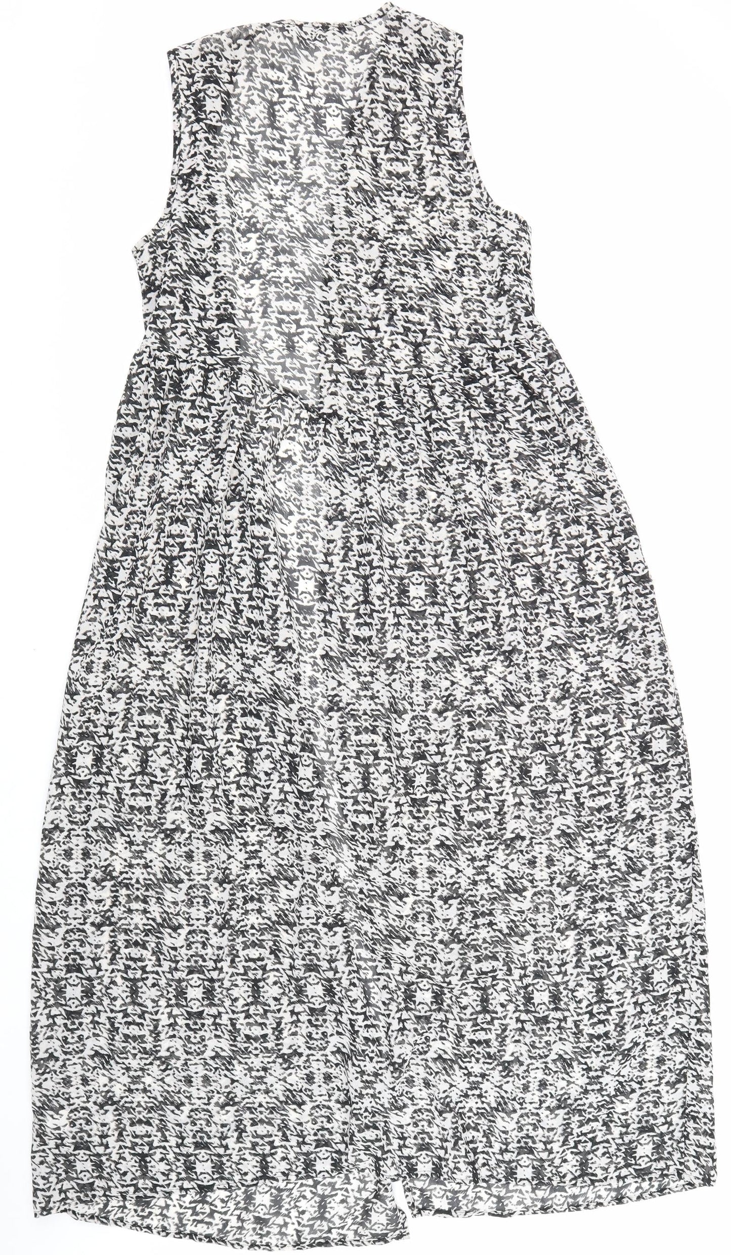 Atmosphere Womens Black Geometric Polyester Maxi Size S V-Neck Pullover