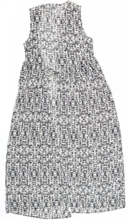 Atmosphere Womens Black Geometric Polyester Maxi Size S V-Neck Pullover