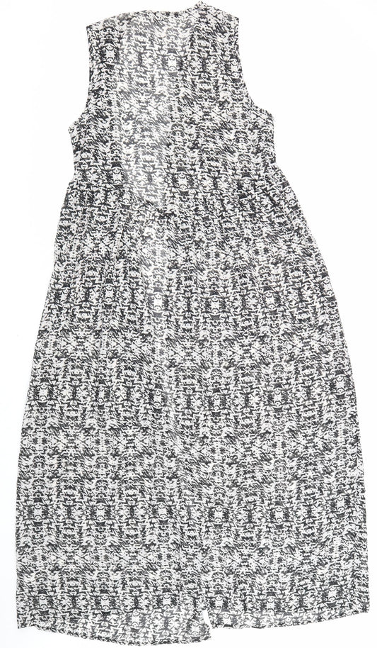 Atmosphere Womens Black Geometric Polyester Maxi Size S V-Neck Pullover