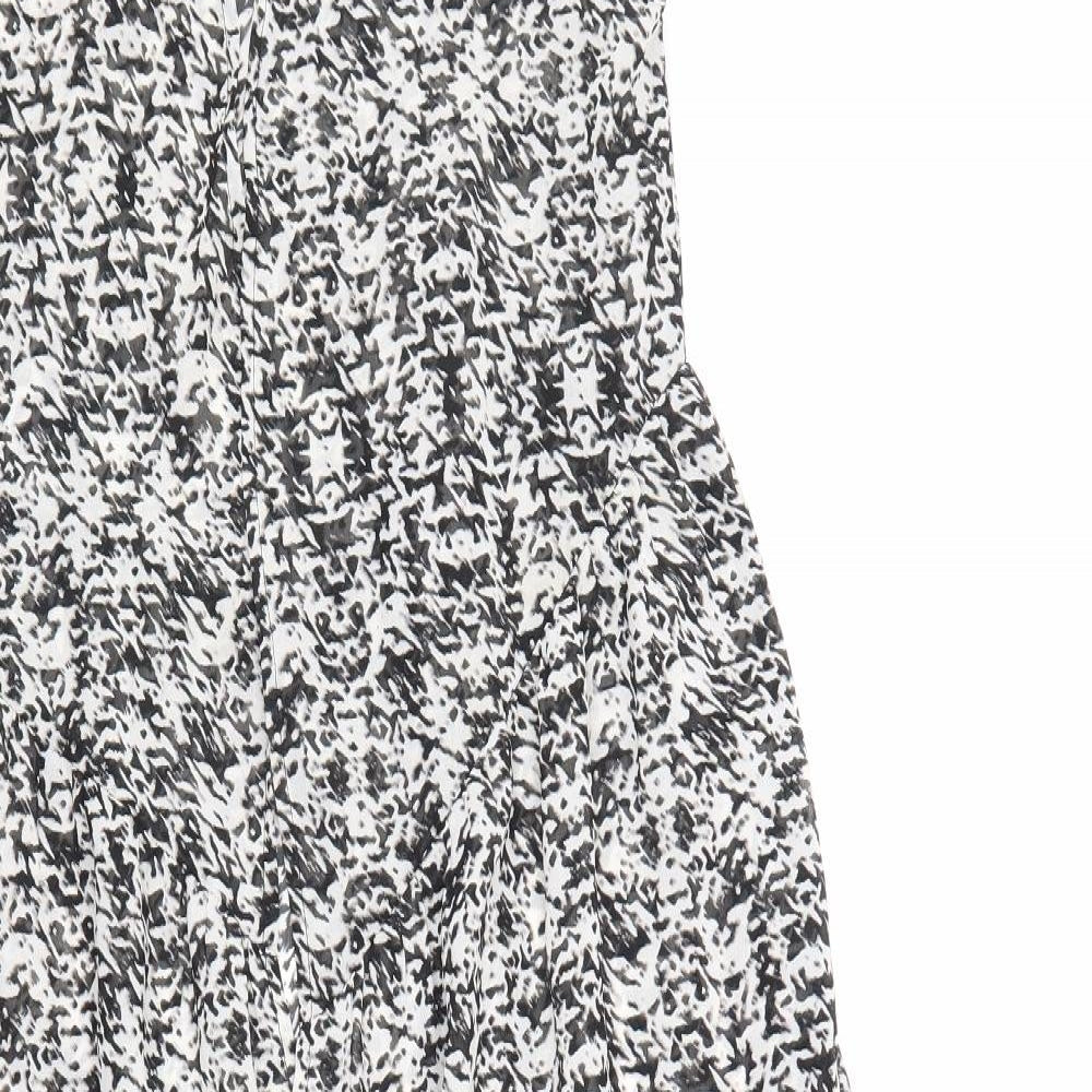 Atmosphere Womens Black Geometric Polyester Maxi Size S V-Neck Pullover