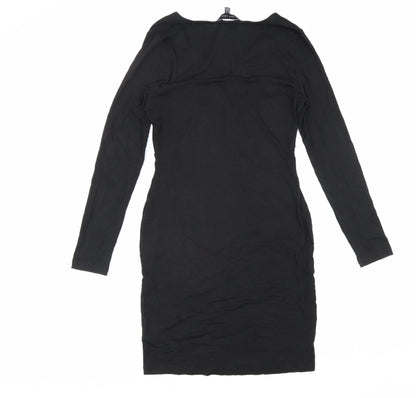 New Look Womens Black Viscose A-Line Size 10 V-Neck Pullover
