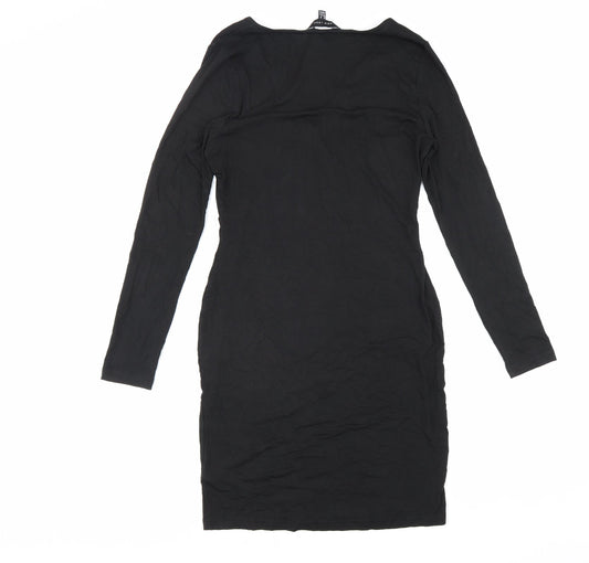 New Look Womens Black Viscose A-Line Size 10 V-Neck Pullover