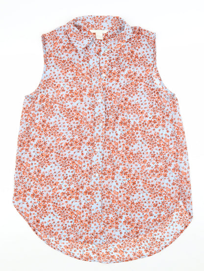 Womens UK Size 4 H&M Orange Basic Button-Up