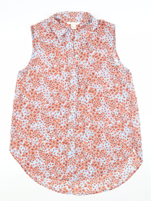 Womens UK Size 4 H&M Orange Basic Button-Up