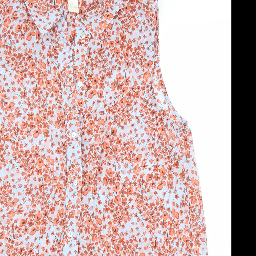 Womens UK Size 4 H&M Orange Basic Button-Up