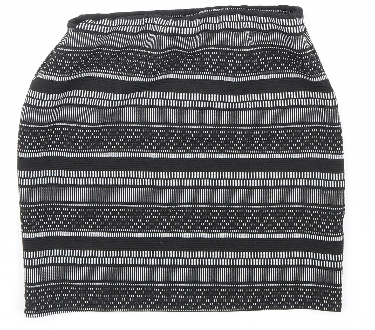 Atmosphere Womens Black Geometric Polyester Bandage Skirt Size 8 Hook & Loop
