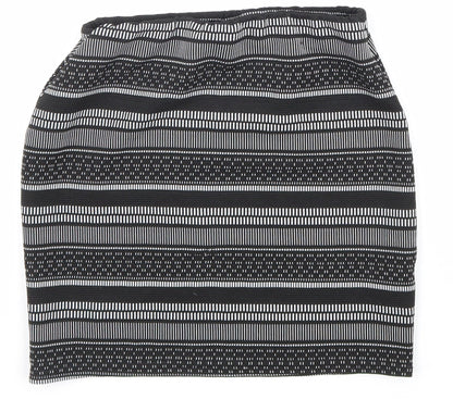 Atmosphere Womens Black Geometric Polyester Bandage Skirt Size 8 Hook & Loop