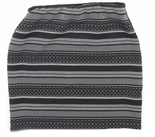 Atmosphere Womens Black Geometric Polyester Bandage Skirt Size 8 Hook & Loop
