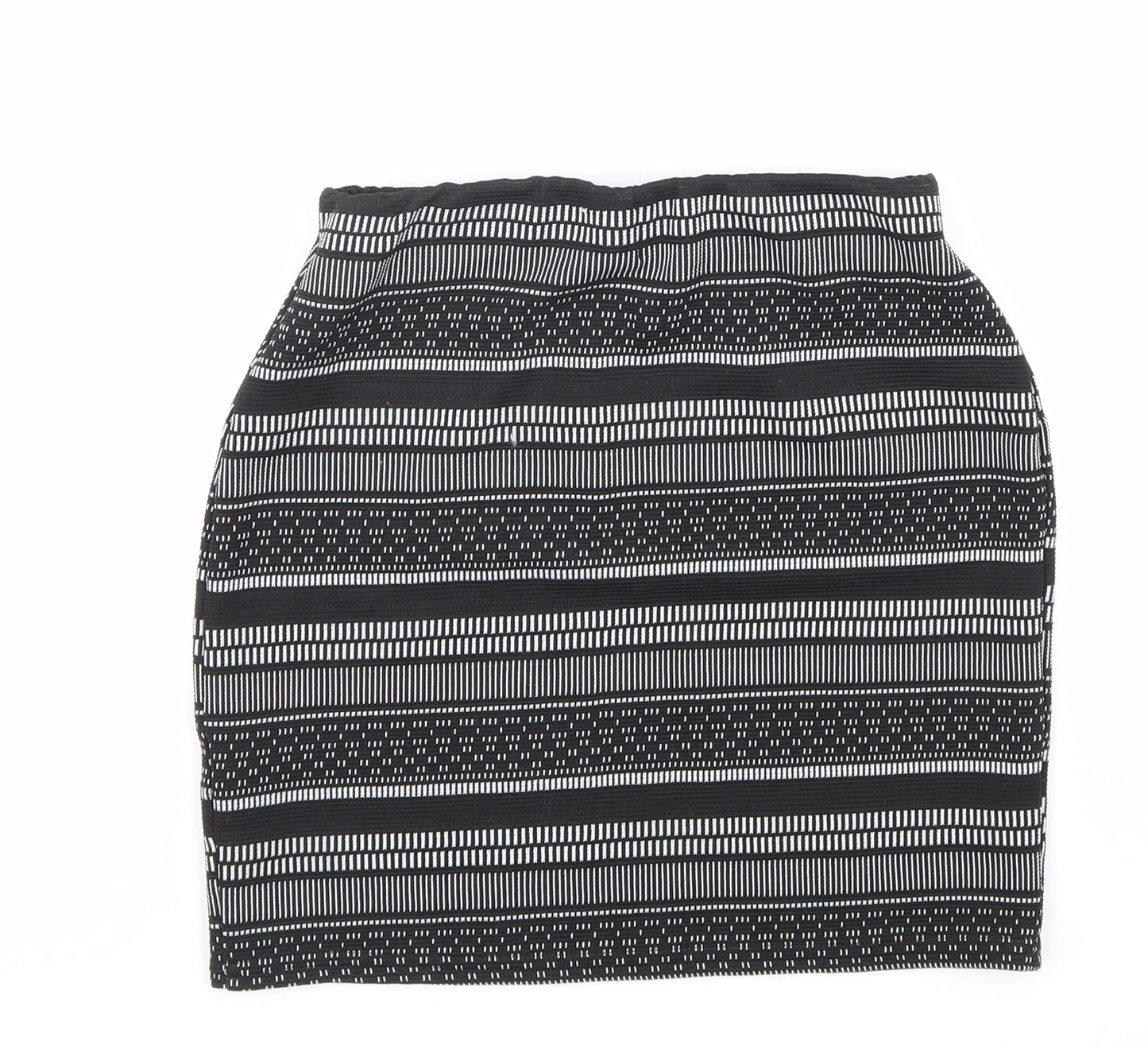 Atmosphere Womens Black Geometric Polyester Bandage Skirt Size 8 Hook & Loop