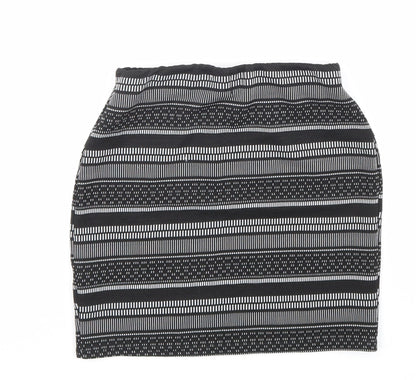 Atmosphere Womens Black Geometric Polyester Bandage Skirt Size 8 Hook & Loop