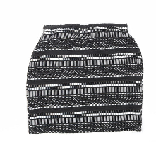 Atmosphere Womens Black Geometric Polyester Bandage Skirt Size 8 Hook & Loop