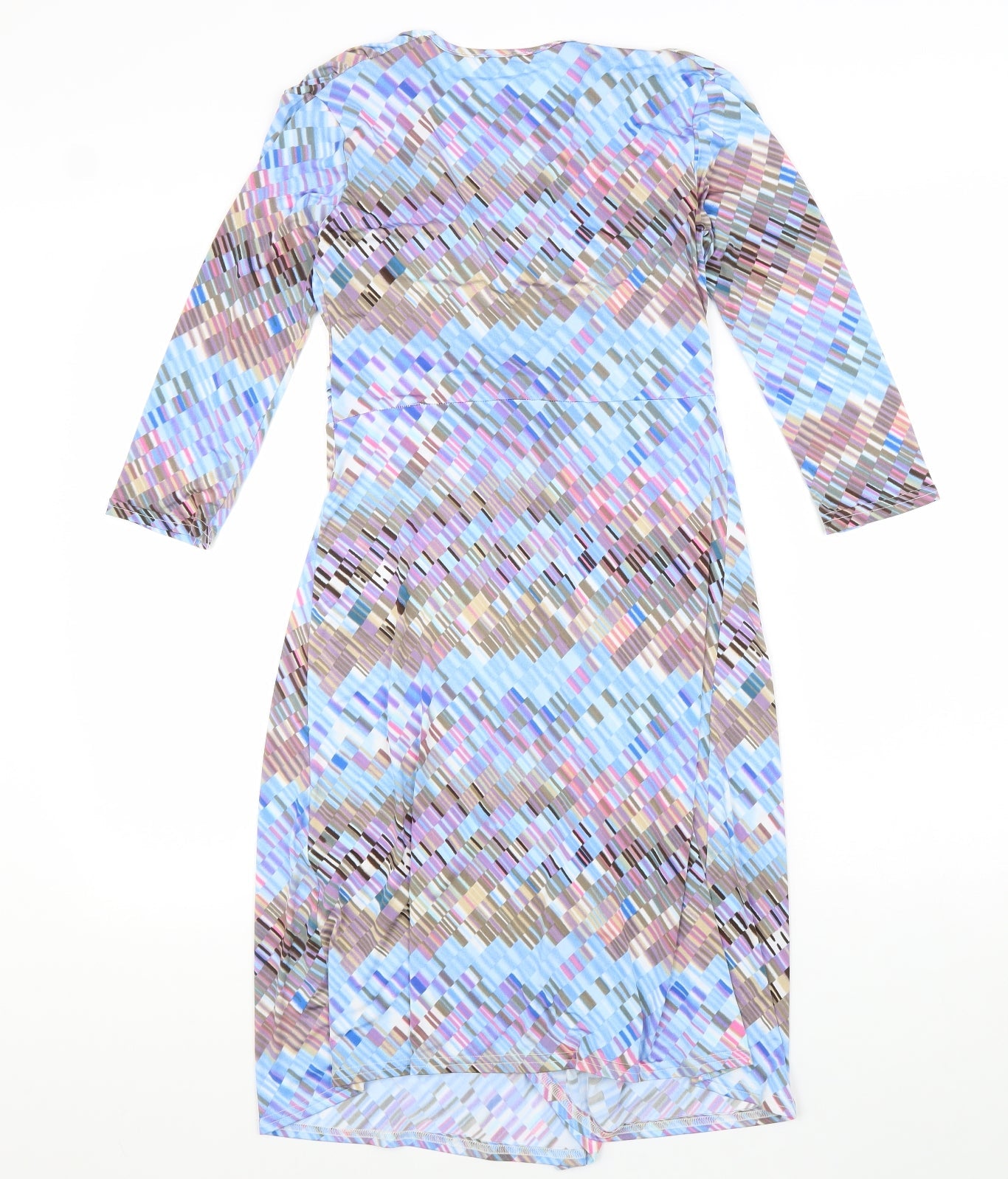Faeirique En France Womens Multicoloured Geometric Polyester A-Line Size 8 V-Neck Pullover