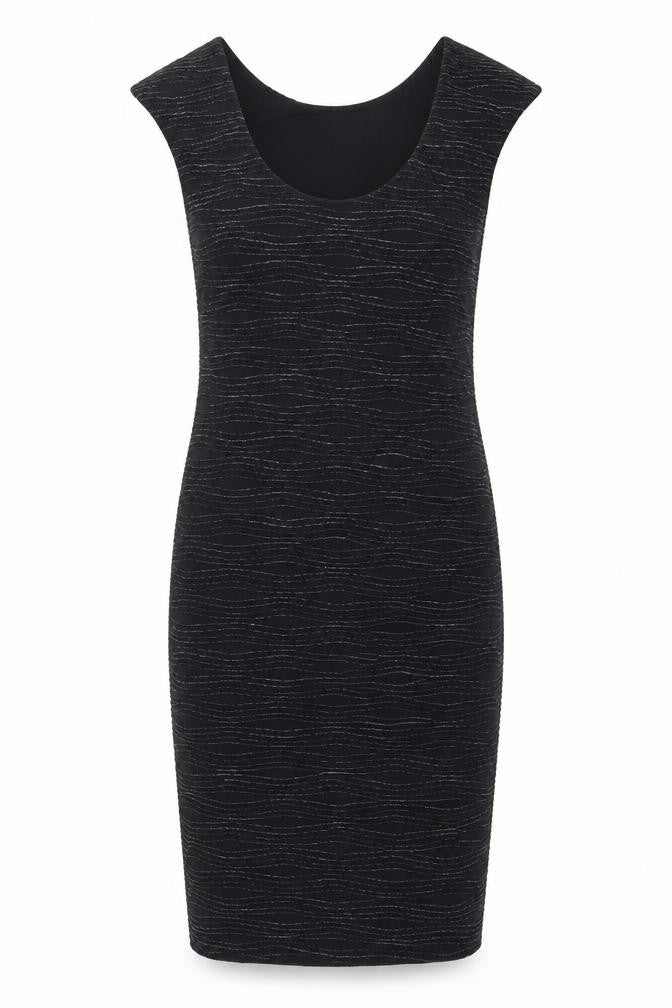 Preworn Womens Black Polyester Pencil Dress Size 10 V-Neck Pullover