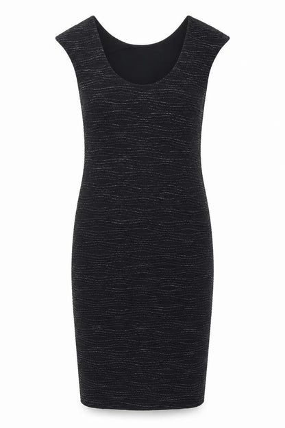 Preworn Womens Black Polyester Pencil Dress Size 10 V-Neck Pullover